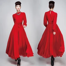 chiffon long vintage casual rockabilly catwalk runway red silk vetement femme dresses tunique brandy melville vestido robe femme