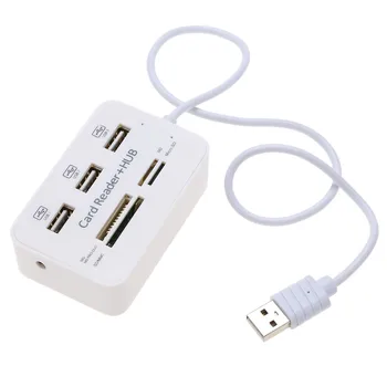 Combo USB 2.0 3P Hub All in One SD MS MMC TF Memory Card Reader Vertical Type WH usb hub 3 ports usb data transmission hub station ms m2 sd mmc tf card reader