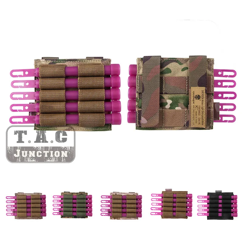 

Emerson Tactical Military Pouch MOLLE Belt Glowing Light Stick Pouch EmersonGear 10 Round Nylon Shell Case Holder Combat Airsof