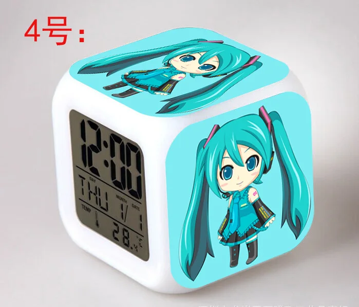 Японское аниме Hatsune Мику LED 7 цветов Flash Цифровой Будильники детский ночник Спальня часы Reloj Despertador - Цвет: 4