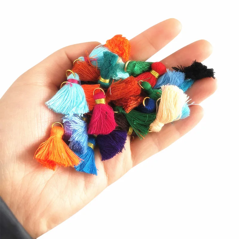 

50Pcs Color Mini Tassel Fringe DIY Handmade Material Cotton Cord Tassel Trim Garments Curtains Decorative Tassels Lace Ribbon