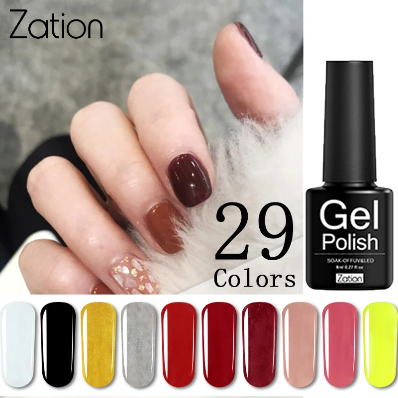 

Zation Pure Colors 8ml Soak Off Manicure UV Gel Polish Varnish Vernis Semi Permanent Enamels Nail Art Top Coat Led Gel Primer