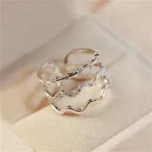 Micro Pave Zircon Open Adjustable Rings For Women Bijoux New Fashion Multilayer Wave Jewelry Accessories