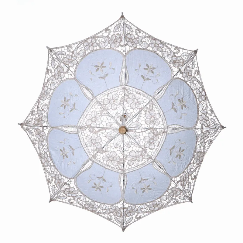 YO CHO Wedding Decoration Samll Vintage White Battenburg Lace Parasol Wedding Bride Umbrella