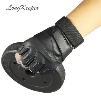 

LongKeeper PU Leather Tactical Gloves Men Half Finger Military Army Fighting Mittens Women Semi Finger Anti-slip Guantes
