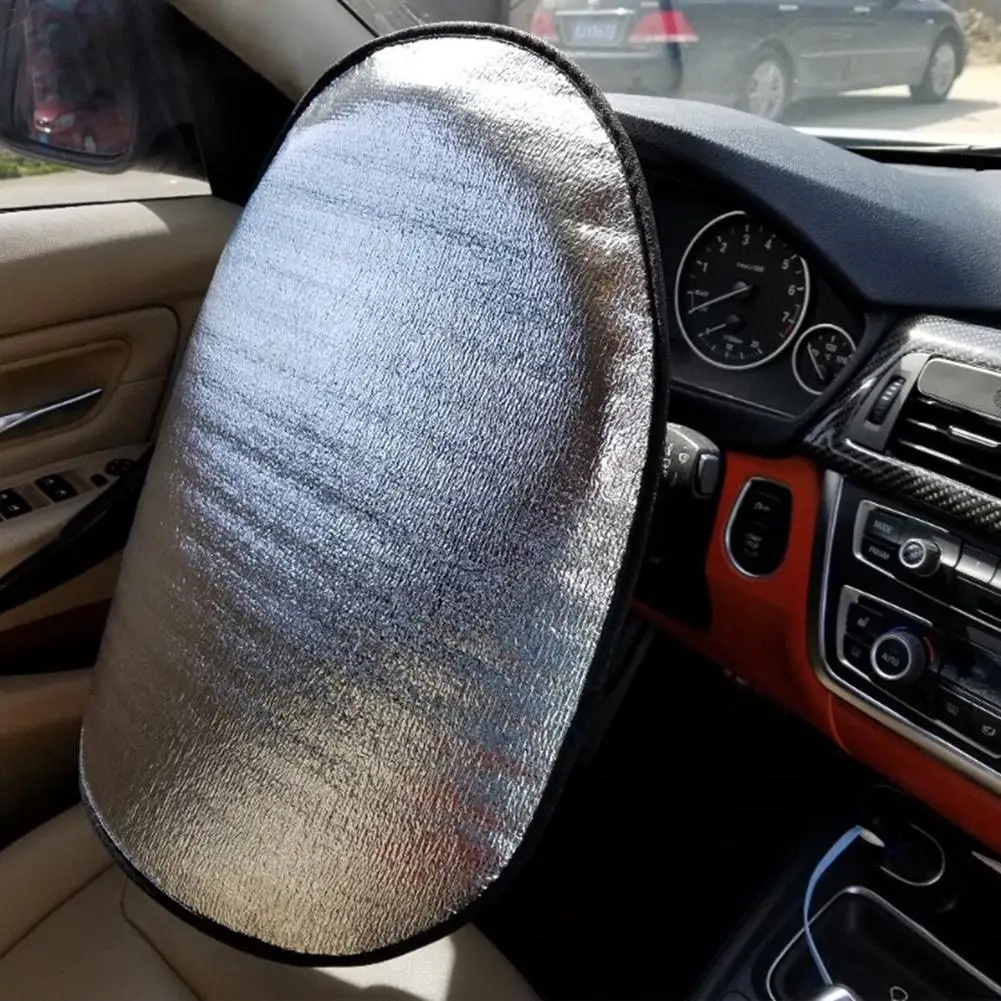 

Double Thicken Auto Car Steering Wheel Sun Shade Cover Heat-Resistence Sunshade Aluminum Foil Steering Cover Mat In Stock