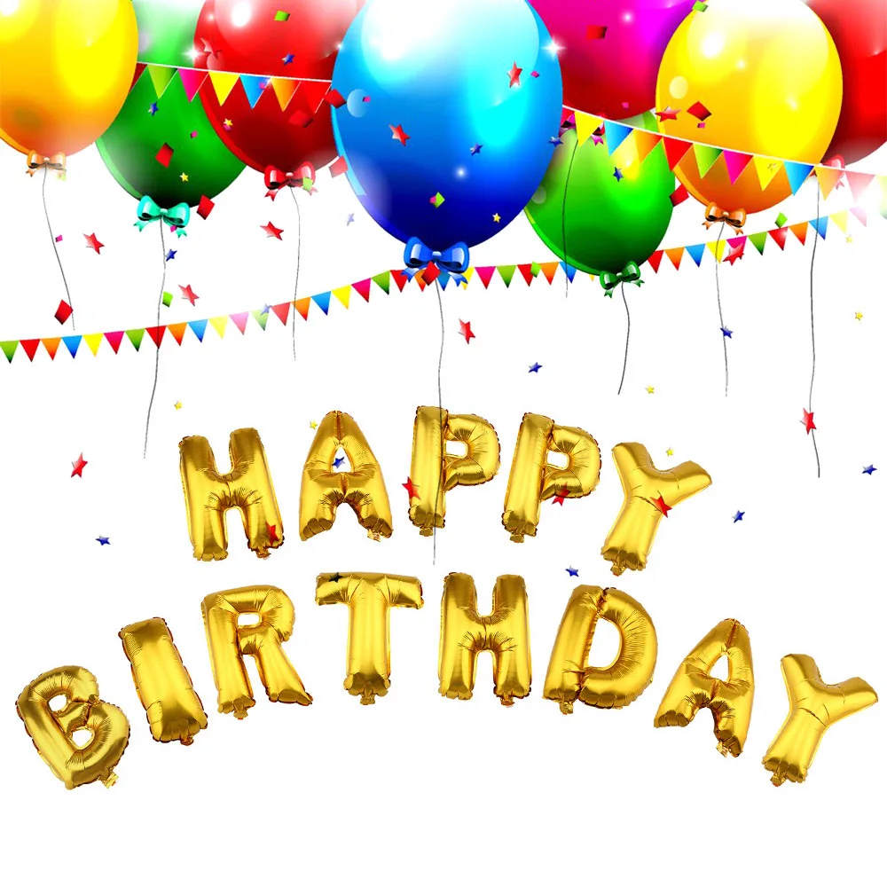 New 13pcs/lot Pink / Blue Letter Happy Birthday BALLOON Aluminum Foil Balloon Baby Birthday