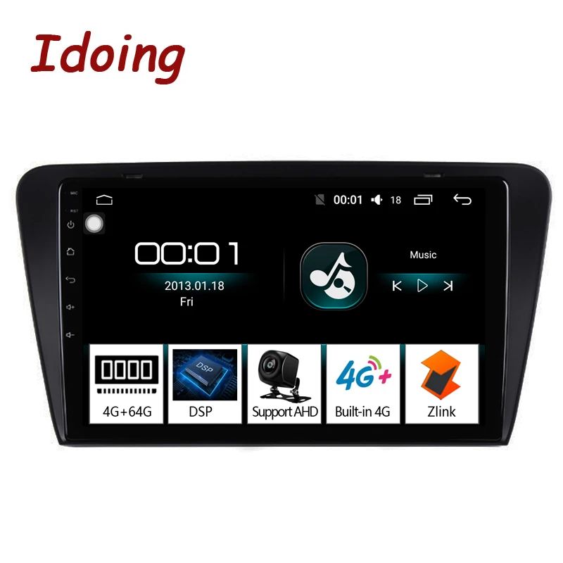 Top Idoing 10.2" IPS 2.5D 4GB+64GB 1Din Android 8.1 Car Radio Multimedia GPS Player For Skoda Octavia 2017 8Core Fast Boot NoDVD 1