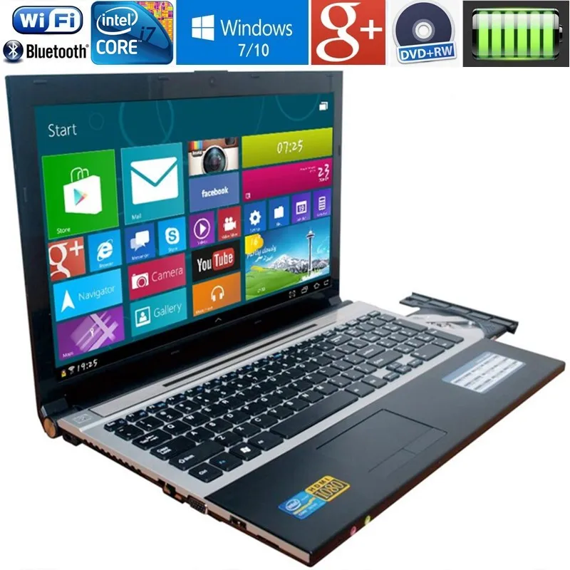 8 ГБ ОЗУ+ 30 Гб SSD и 1000 Гб HDD 15,6 дюймов 1920*1080P FHD Intel Core i7 ноутбук Windows 10 ноутбук с DVD-RW для офиса дома