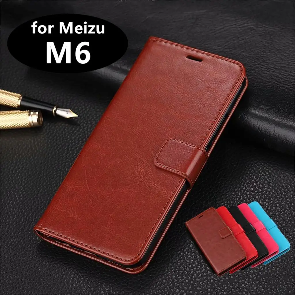 

High Quality Card Slot Phone Holder PU Leather Case for Meizu M6 5.2-inches Flip Cover Case Phone Shell for Meizu M6