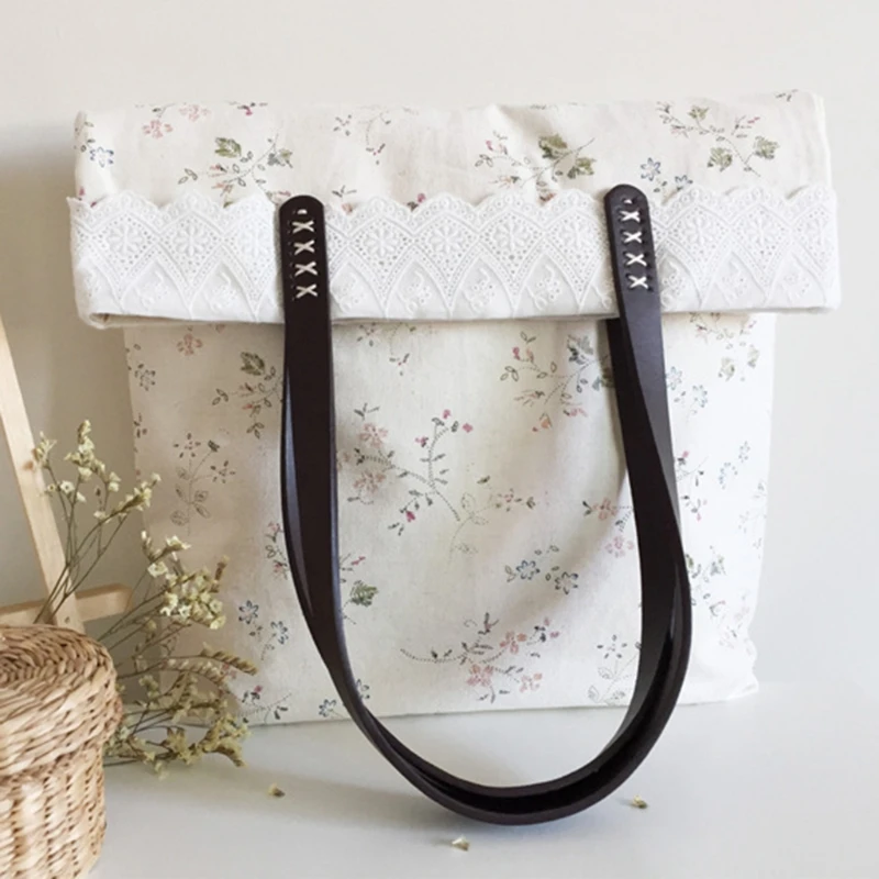

THINKTHENDO 1Pair Fashion Handles for Handbag DIY Bag Accessories Short Straps Sewing Craft Faux leather