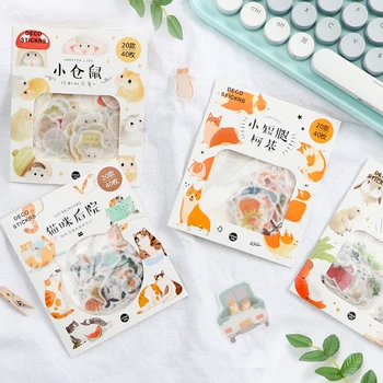 

40 Pcs/pack Kawaii Corgi Cat Rabbit Hamster Diary Journal Animal Stickers Scrapbooking Paper Cute Stationery Scrapbook Supplies