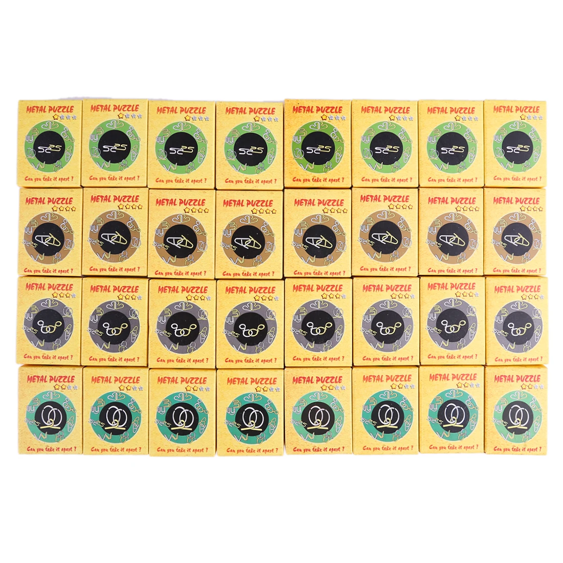 32Pcs Classic IQ Montessori Metal Wire Puzzle Baffling Brain Teaser Magic Rings Puzzles Game Toys for Adults Children Kids Gifts