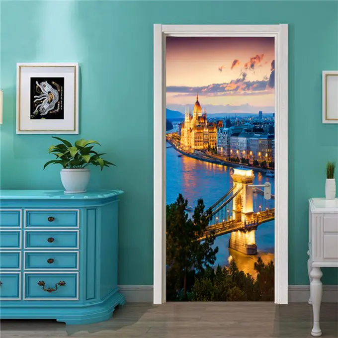 3D ПВХ Ретро Средиземноморский стиль художественная дверь наклейки для гостиной спальни наклейки для домашнего декора съёмные постеры adesivo де parede - Цвет: MT073