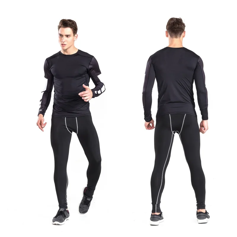 Фитнес водонепроницаемые Компрессионные Мужские футболки для бодибилдинга с длинным рукавом футболки для бега тренировочные Топы