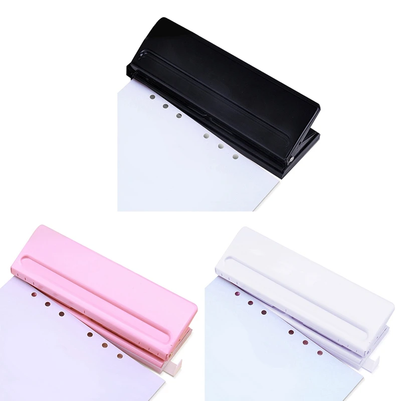 

6 Hole Punch Loose-Leaf Standard Puncher Paper Adjustable Stapler Home Office Binding Supplies Student Stationery Equipment
