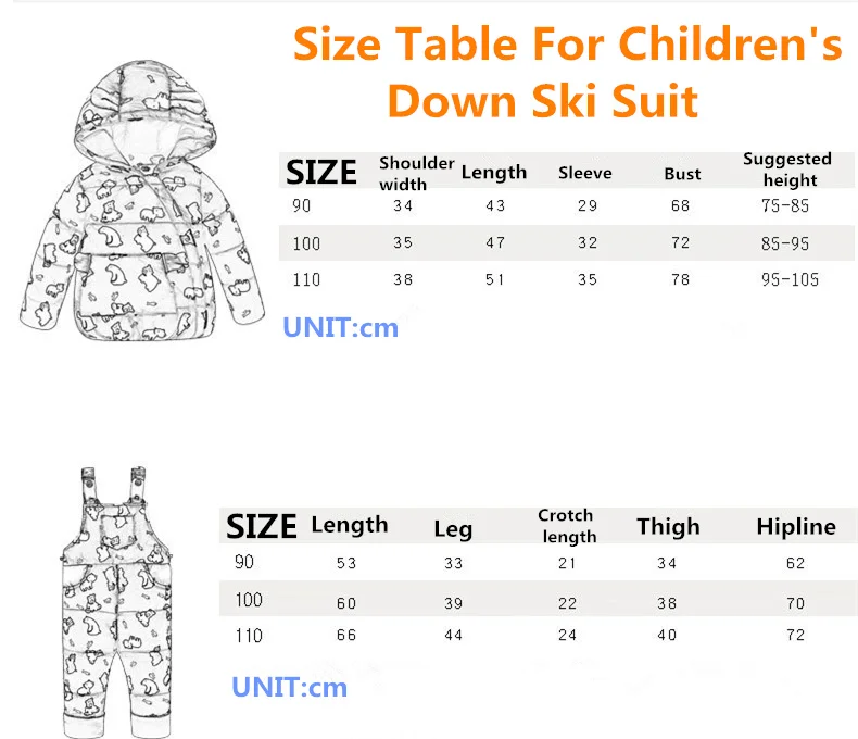 Для мальчиков и девочек Зимний Комплект Дети гусиный пух 95%+ пальто с капюшоном для маленьких детей Детские теплые животный принт четыре Цвет дополнительных Детские лыжный костюм