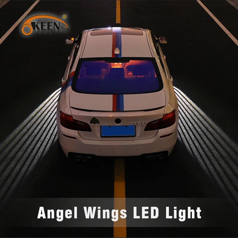 

OKEEN Car 2x jael power Angel Wings light welcome lights Door Projector Light Ghost Shadow Puddle 12V LED White /Red/Blue/ RGB
