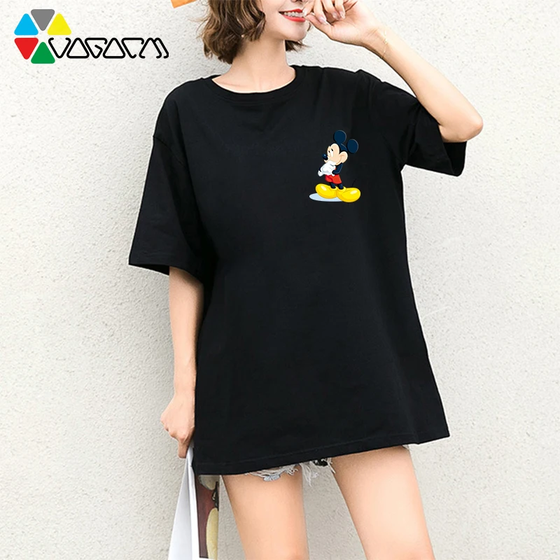 

Women Summer Mickey Mouse Cartoon Print Plus Size T-shirts Harajuku Loose Short Sleeve T Shirt Female Cute Party Club Minnie Tee
