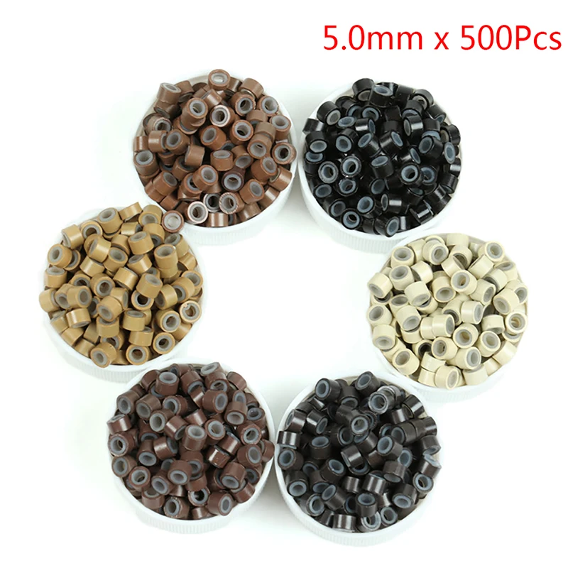 5Colors 500Pcs/lot Hair Silicone Ring/Links/Beads Micro Crimp Beads Micro Bead For Hair Extensions