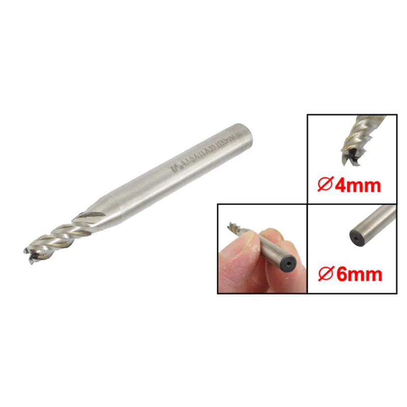 

New 1Pcs 4*6mm HSS CNC Straight Shank 4 Flutes End Mill Milling Cutter Metal Drill Bits Cutting Tool SA831 P0.11