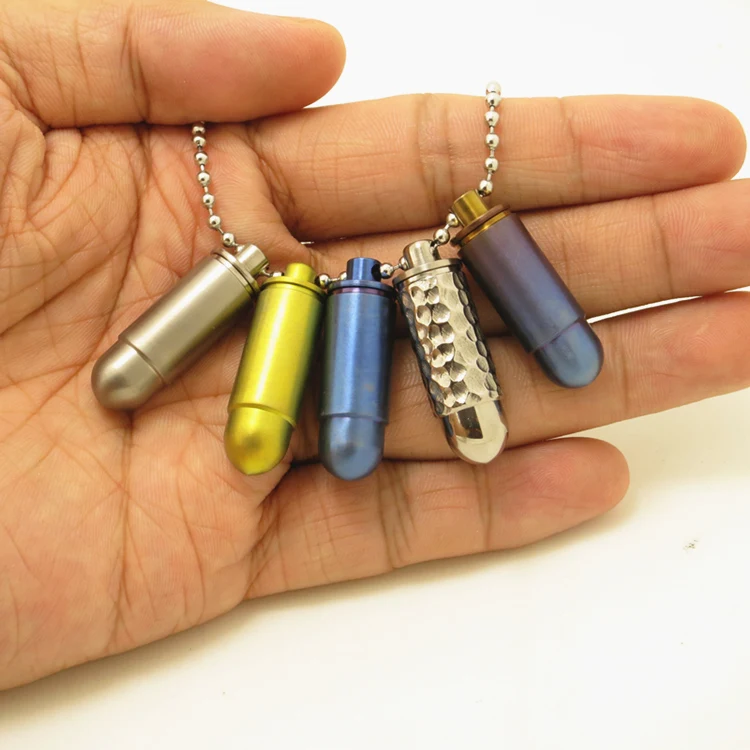 Titanium Ti bullet shaped Waterproof Capsule Seal pill Bottle pendant Ti089A 
