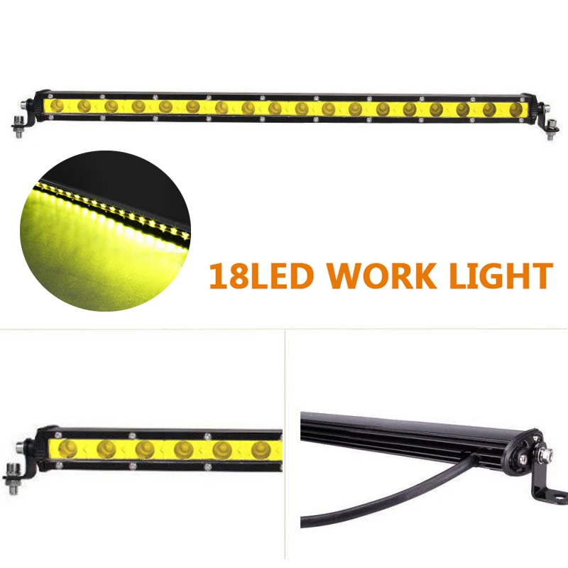 Adjustable 21inch 54W 18LED Work Light Bar Yellow Spot Light SUV ATV