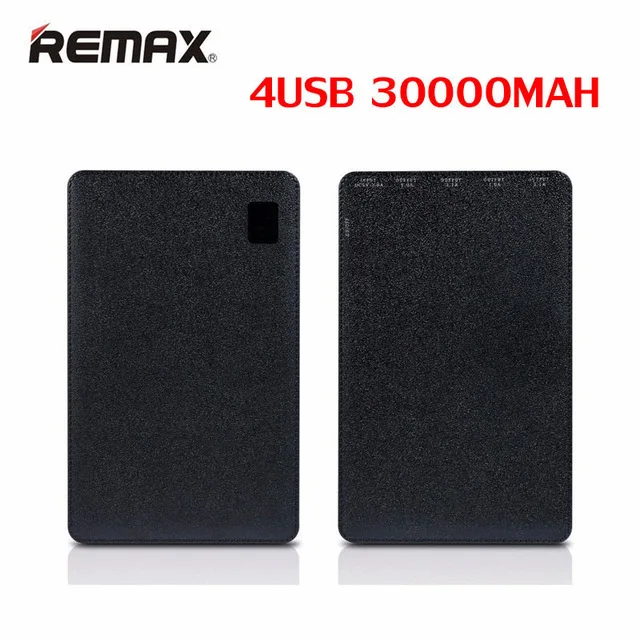 remax, 30000 мА/ч, 4 USB, Мобильный Внешний аккумулятор, Внешнее зарядное устройство, универсальное для huawei, iPhone, samsung, Xiaomi, планшетов - Цвет: black