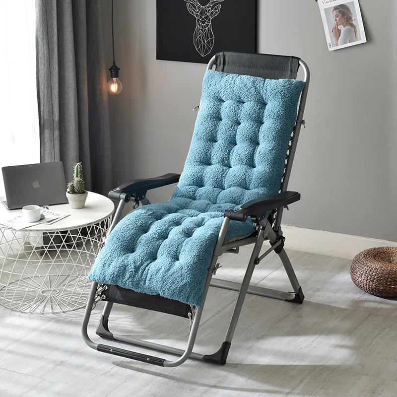 Овечья бархатная ткань, зимнее мягкое кресло, утолщенное, овечья кожа, Бархатная подушка для сиденья, сменная подушка, садовый шезлонг - Цвет: Blue S
