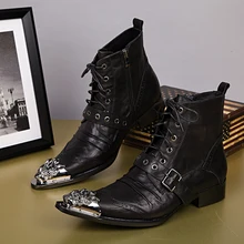 Зашнуровать человек осень-зима ВПП сапоги обувь Модные мужские черный свадебное платье на низком каблуке Matin сапоги обувь Sapatos