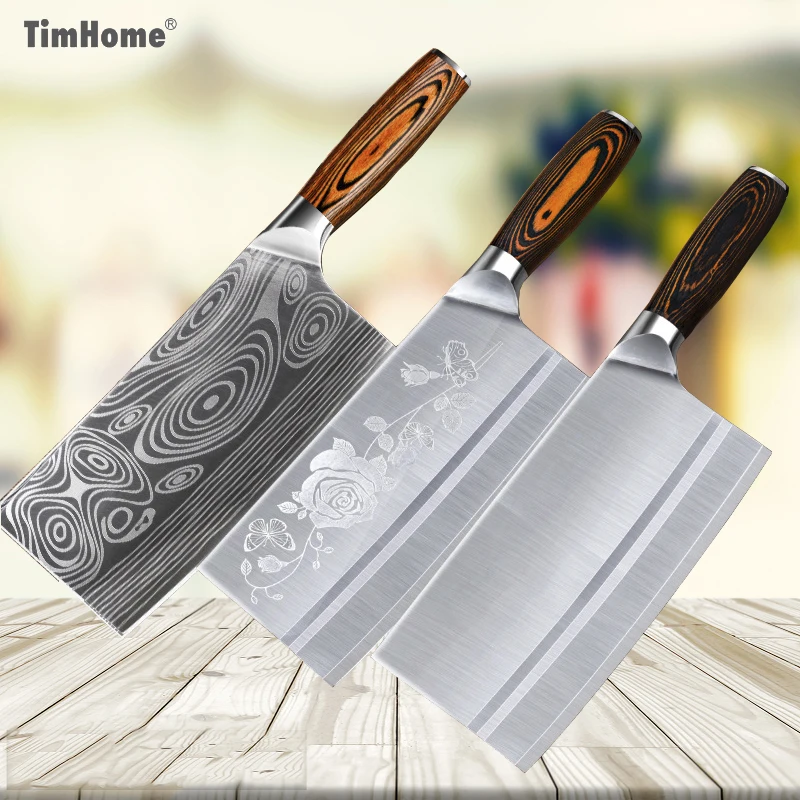 Timhome Stainless Steel Meat Cleaver 8inch Chinese Knife Butcher Knife Chopper Vegetable Cutter Kitchen Chef Knife Timhome Stainless Steel Meat Cleaver 8inch Chinese Knife Butcher Knife Chopper Vegetable Cutter Kitchen Chef Knife