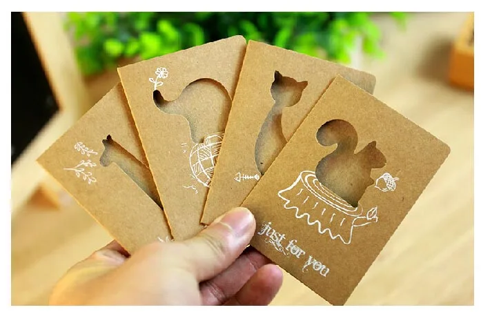 1 лот = 80 шт.! бумажные поздравительные открытки с ручной росписью в виде милых животных/маленькие пустотелые карточки для фестиваля с бумажным конвертом