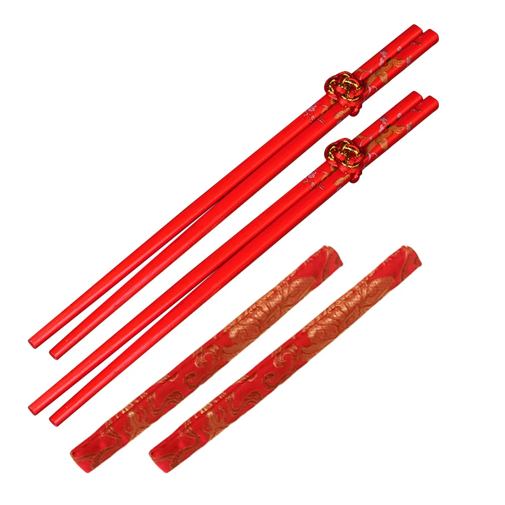 

2 Pairs of Double Happiness Wedding Banquet Bamboo Wedding Party Holiday Gifts