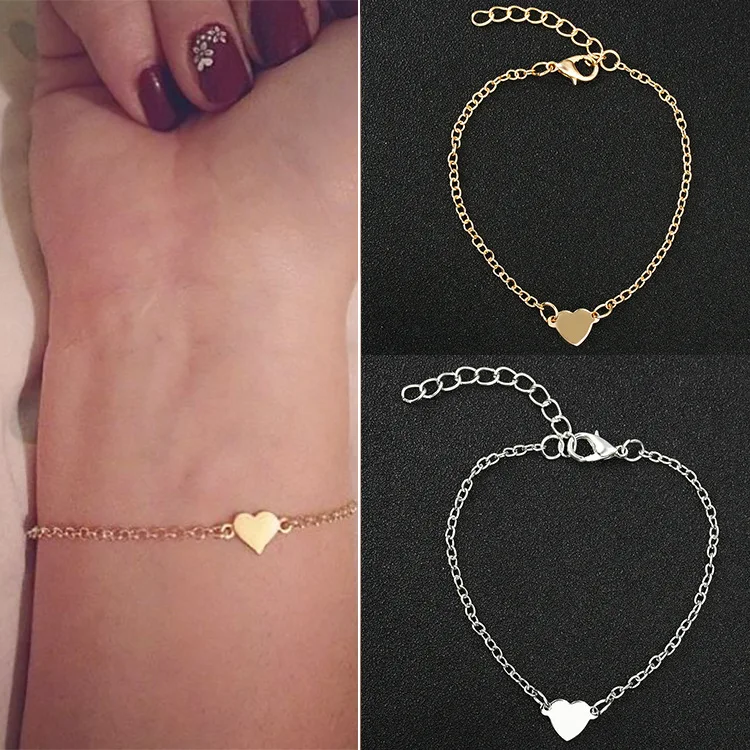 

ashion Women Trendy Jewelry Double Peach Heart Love Crystal Opening Bracelets For Women Gift