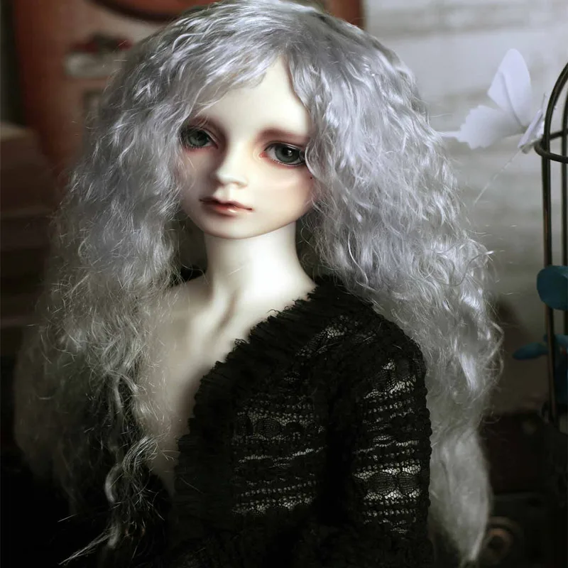 8 9 Bjd Doll Wig Silver medieval sea lines volume Uncle mohair wig