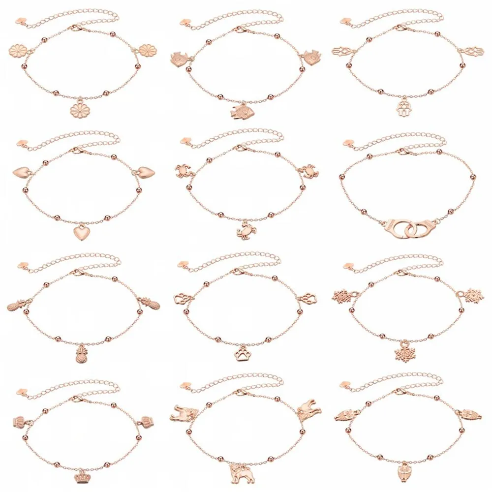 

Sexy Handcuffs Bells Wish Flower Crown Heart Crab Fish Dog Anklet Beach Leg Foot Chain for Women Jewelry Birthday Gift Anklets