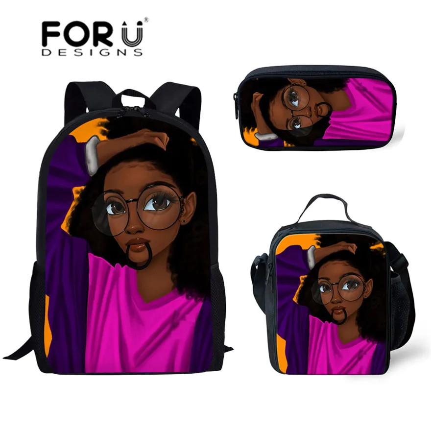 NOISYDESIGNS Children School Bags for Kids Black Girl Magic Afro Lady Printing School Bag Teenagers Shoulder Book Bag Mochila - Цвет: YQ3586CGK