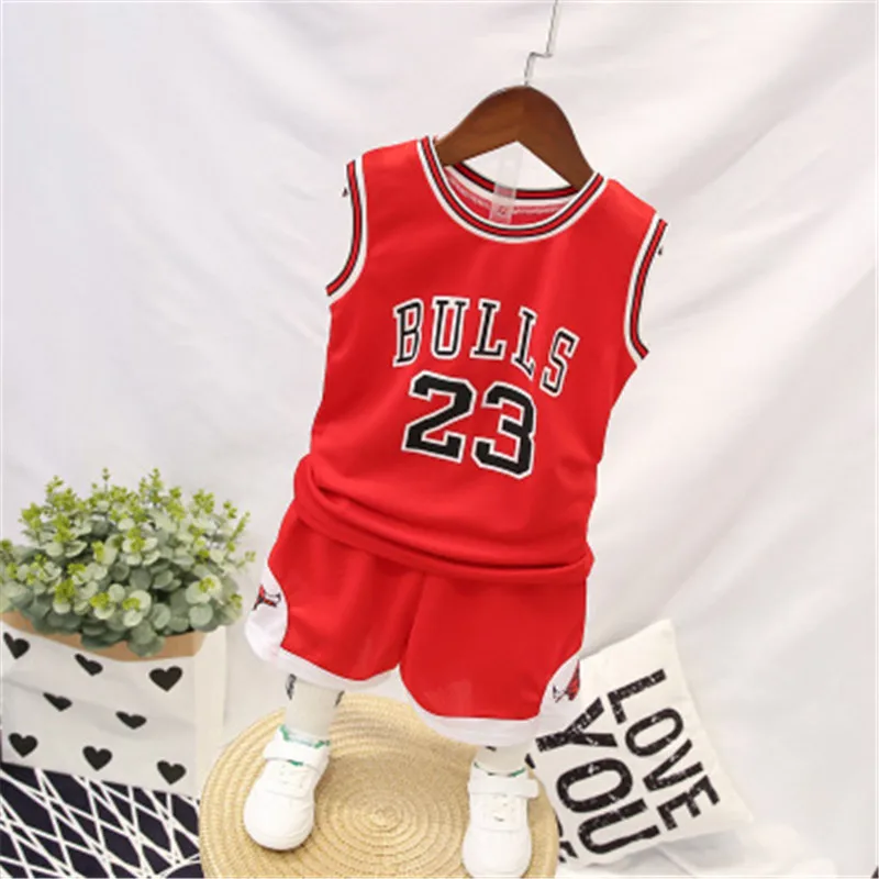 

2PCS baby boy girls sport clothing set spring summer vest + short pants basketball uniform for Toddler kids