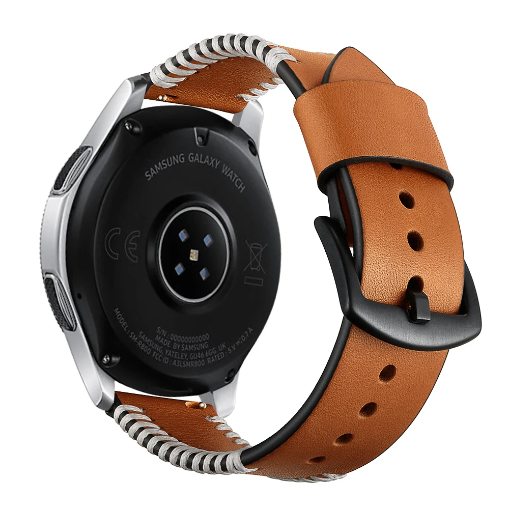 Ремешок для часов HENGRC из натуральной кожи для samsung gear S3 Frontier браслет для часов Galaxy Watch 46 мм Huami Amazfit ремешок Bip