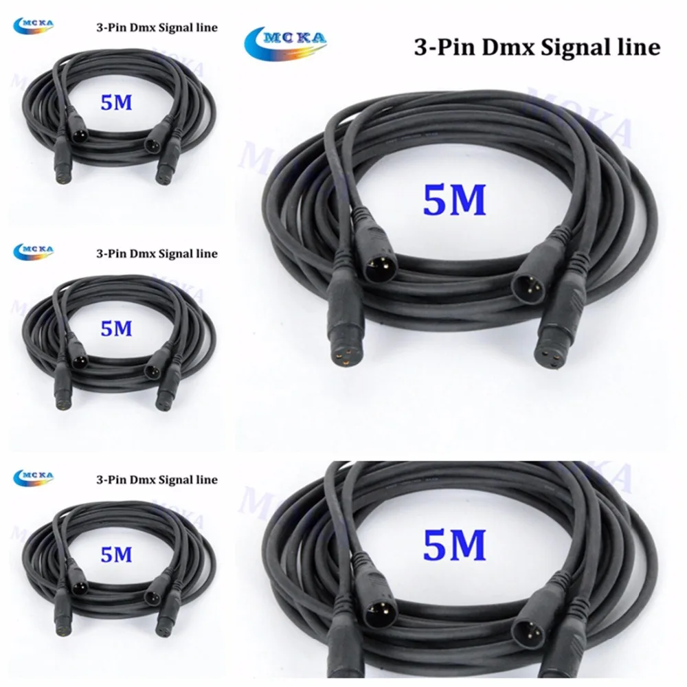 

5pcs/lot 5m Dmx Cable 3 pin signal connection signal cable for Dmx Effect Machines professional stage lighting dj controller