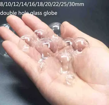 

8/10/12/14/16/18/20/22/25/30mm glass globe bubble ball glass round bottle vial pendant double hole necklace accessories 100pcs