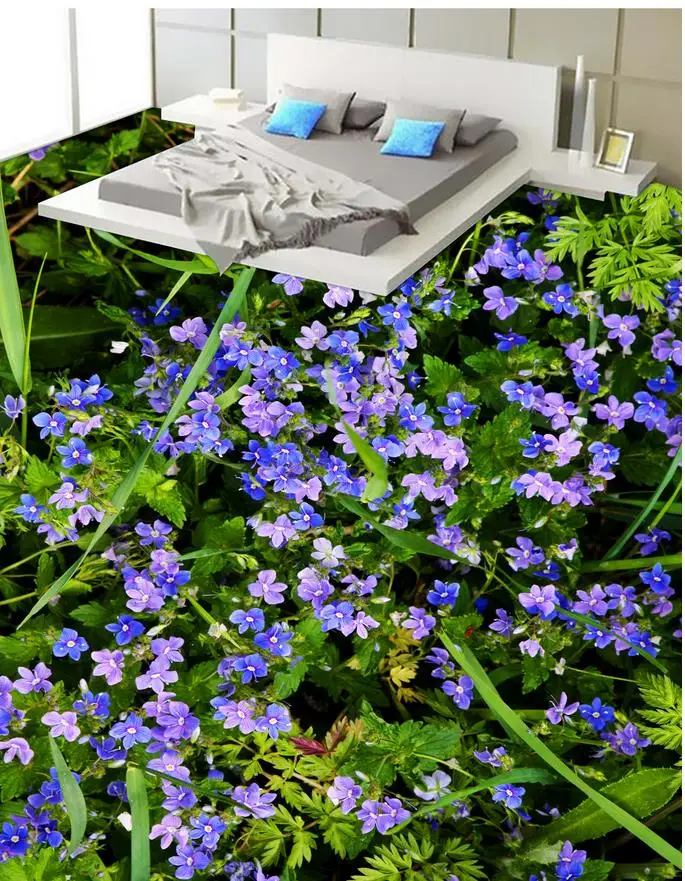

Fresh flowers Bathroom 3d floor murals Custom Photo self-adhesive 3D floor PVC waterfproof floor 3d floor tiles