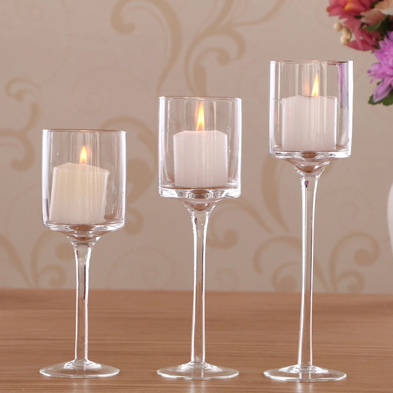 3pk Stemmed Votive Glass Candle Holder Pillar Candlestick Tea Light Goblet Candlestick For Wedding Decoration Party Centrepiece Party Diy Decorations Aliexpress