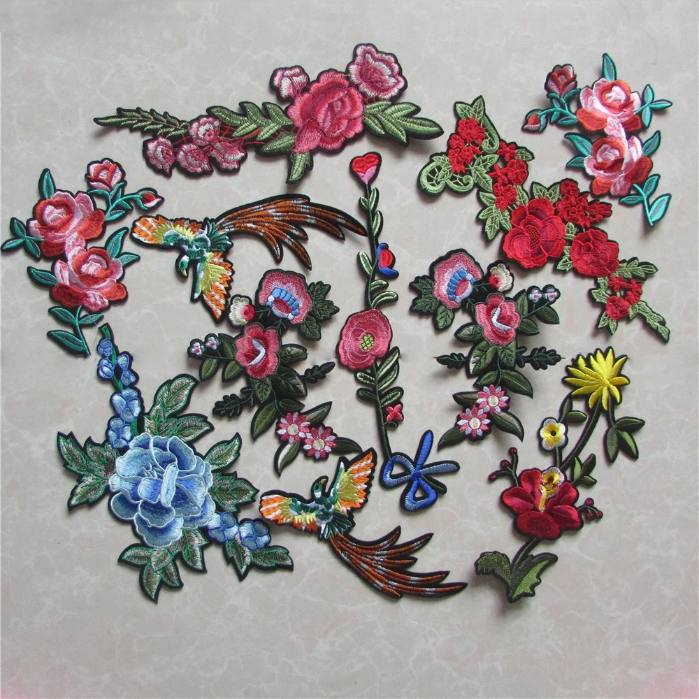 

Mixed Cheap flowers Embroidered Patches For Clothes Stickers Iron On Applique Patch Badge For Clothing Accessories C5394-C5453