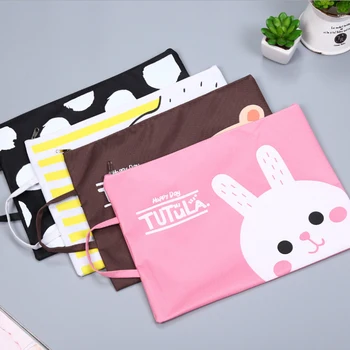 

Korean edition creative Oxford cloth A4 zipper file bag waterproof