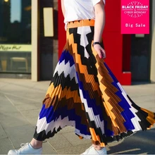 Корейская версия высококлассной плиссированной юбки с геометрическим узором для женщин Летняя мода новая тонкая ретро юбка с высокой талией L970