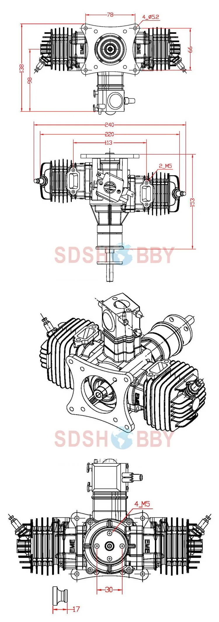 EME70 70CC RC бензиновый двигатель с карбюратором Walbro