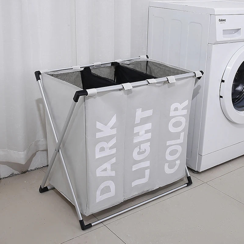 Shushi Collapsible Dirty Clothes Laundry Basket Three Grid Bathroom Shushi Collapsible Dirty Clothes Laundry Basket Three Grid Bathroom Hamper Organizer Home Office Metal Storage In Baskets From