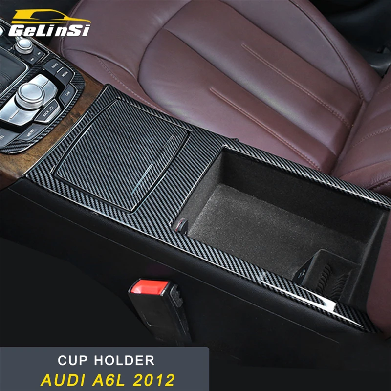 

GELINSI Middle Console Cup Holder Panel Cover Trim Frame Sticker Interior Accessories for Audi A6L 2012 Car Styling