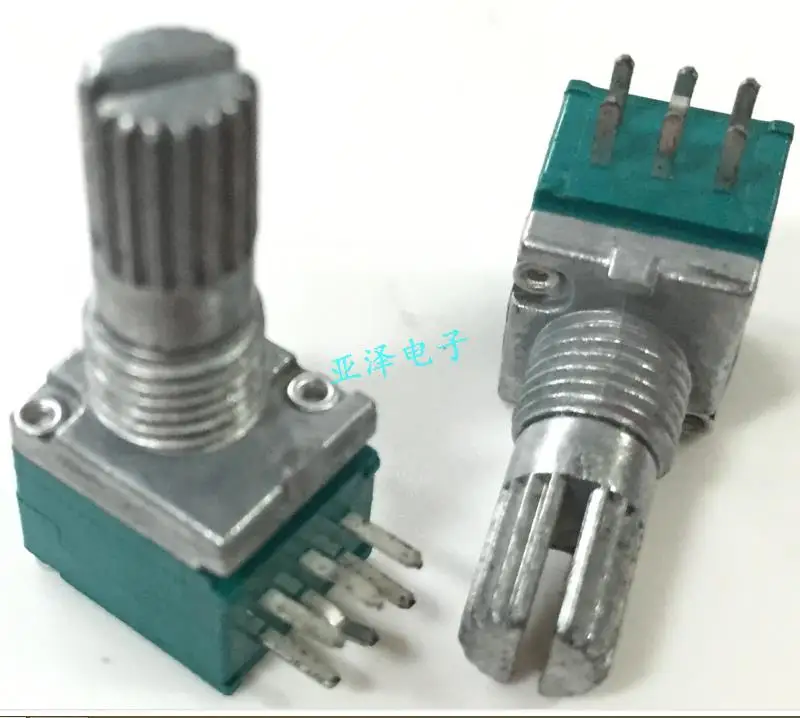 

2PCS/LOT Taiwan type 09 precision potentiometer, double B20K, saw shaft length 15MM, with midpoint, two channel volume potentiom